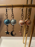 wire wrapped sun and moon collection earrings