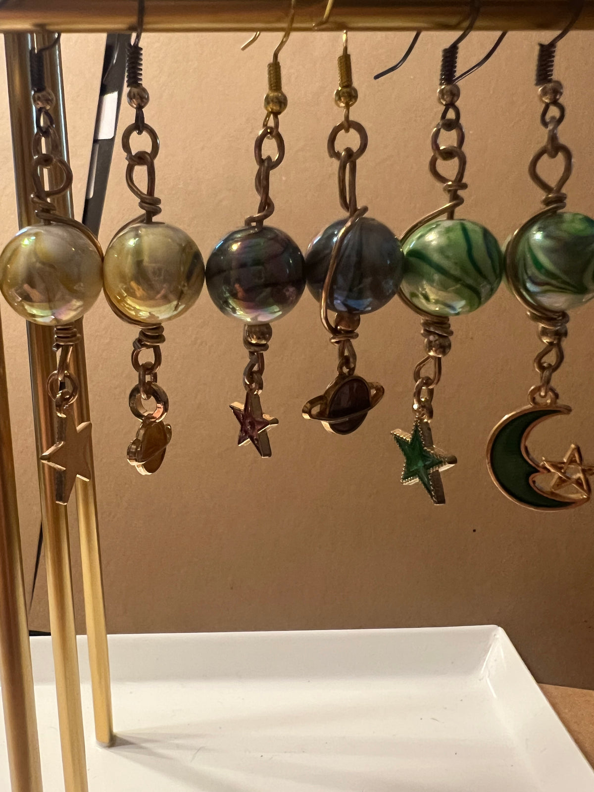 wire wrapped sun and moon collection earrings