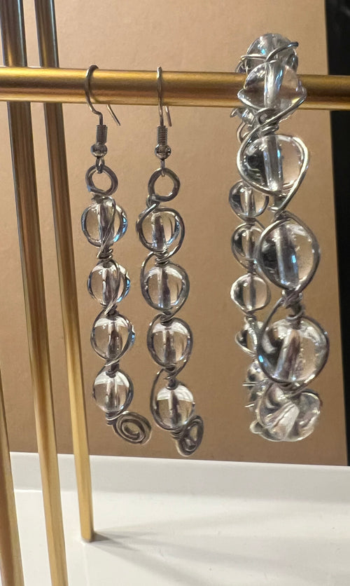 wire wrapped bracelet and earring sets