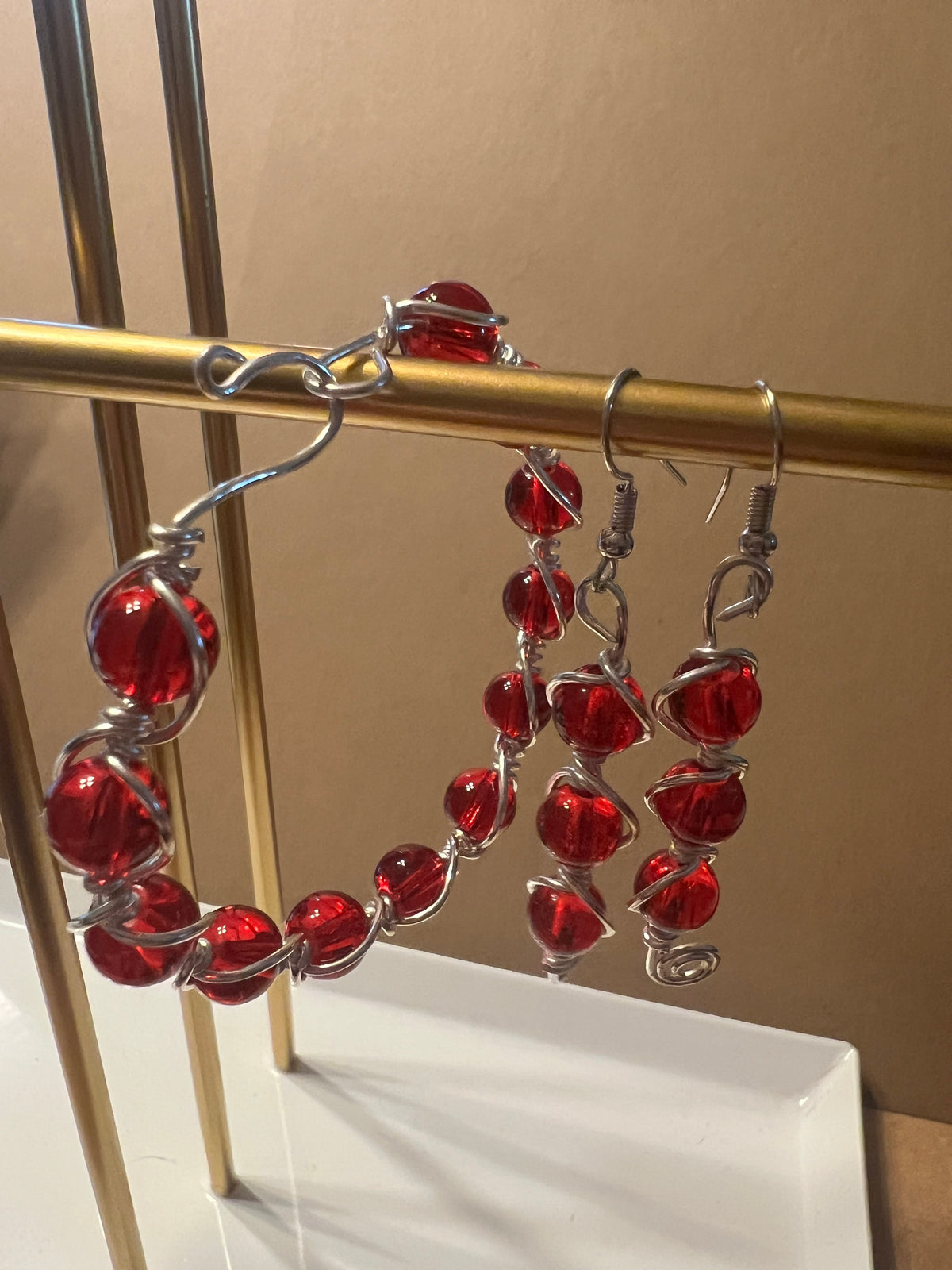 wire wrapped bracelet and earring sets